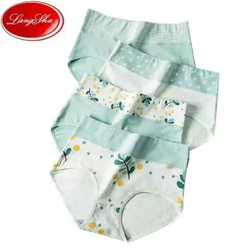 Плюс размер M-5XL, женские трусики с высокой талией, хлопковое нижнее белье, бесшовное женское белье с принтом для девочек M