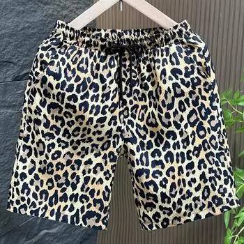 Плюс размер M-7XL летние шорты мужские эластичный пояс леопардовый принт повседневные шорты летняя одежда M синий