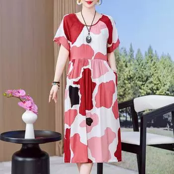 Плюс размер модные летние платья свободное винтажное длинное платье с принтом для женщин элегантное XL