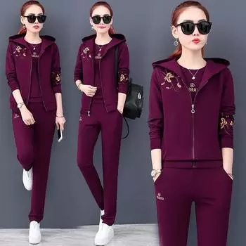 Плюс размер, модный повседневный спортивный костюм с длинными рукавами, женский жилет с капюшоном, брюки, осенне-зимний костюм-тройка