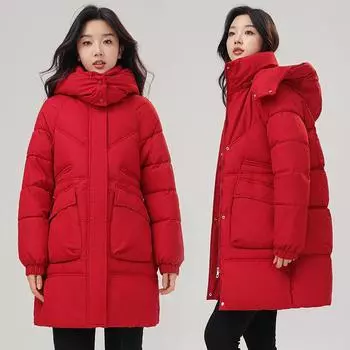 Плюс Размер Моды Новая Ветровка Женская Парка Пальто Осенне-Зимнее Пальто Женская Флисовая Длинная Парка С Капюшоном Ветровка XXXL абрикосовый