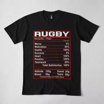 Плюс размер Мужская хлопковая футболка Харадзюку премиум-класса Забавные факты о регби о питании Подарочные футболки с принтом Забавный стиль Хлопковая футболка с круглым вырезом Повседневные футболки S чёрный