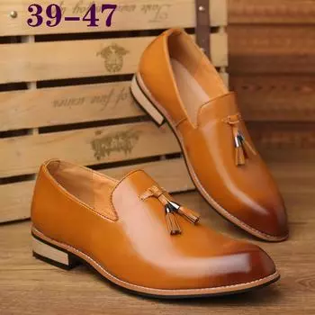Плюс Размер Мужская Мода Повседневная Кожаная Обувь Лоферы Красивая Личность Бизнес Платье Обувь 39 жёлтый