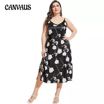 Плюс размер ночная рубашка с лямкой на шее, женская летняя ночная рубашка из ледяного шелка, сексуальная длинная домашняя одежда 1XL чёрный