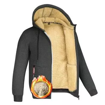 Плюс размер осень и зима модный флисовый утолщенный свитер мужской однотонный с капюшоном пальто плюс бархат утолщенная верхняя одежда S небесно-голубой