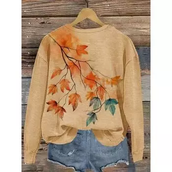 Плюс размер осень и зима новая женская свободная повседневная футболка с набивным рисунком пуловер вязаный свитер осенне-зимняя футболка S