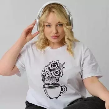 Плюс размер оверсайз летние животные с принтом совы повседневные белые хлопковые топы с короткими рукавами с круглым вырезом женские футболки XXXL