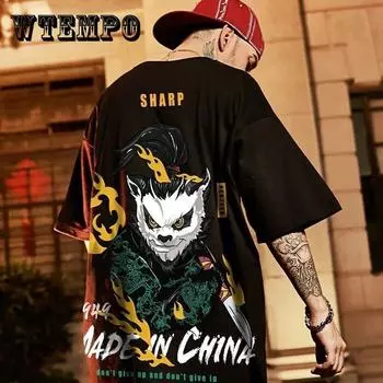 Плюс размер Панда с короткими рукавами Модная футболка в стиле хип-хоп 8XL