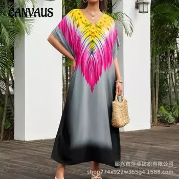 Плюс Размер Пляжный Принт Бикини Загар Свободный Купальник Для Женщин One Size