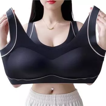 Плюс размер Полная чашка Удобное нижнее белье Push Up Спортивный бюстгальтер без стальной оправы 5XL чёрный