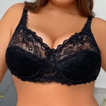 Плюс Размер Прозрачный Кружева Выдалбливают Бюстгальтер Бюстгальтер для Женщин, Тонкие Чашки На Косточках Воздухопроницаемый Верх Нижнего Белья 75D белый