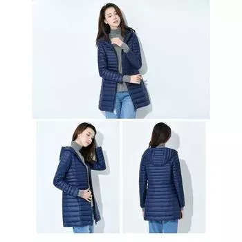 Плюс Размер Пуховик Женская Зимняя Легкая Белая Утиная Пуховая Темпераментная Утолщенная Теплая Модная Куртка С Капюшоном M