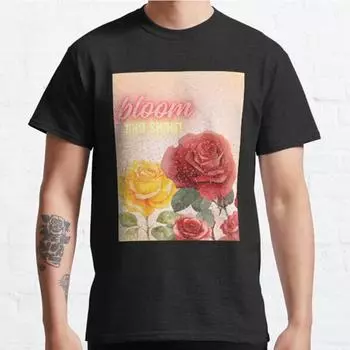 Плюс размер S-3XL Bloom and Shine Rose Printed футболка мужские топы модная одежда футболки S чёрный