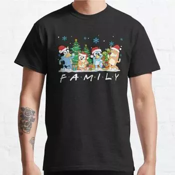 Плюс размер S-3XL Bluey Family Funny Xmas Christmas Season Printed футболка мужские топы модная одежда футболки S чёрный