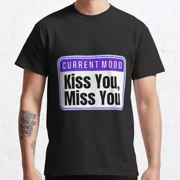 Плюс размер S-3XL CURRENT MOOD Kiss You Printed Футболка Мужские топы Модная одежда Футболки S чёрный