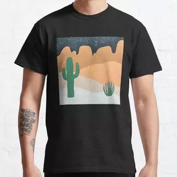 Плюс размер S-3XL Desert Classic Printed T Shirt Мужские топы Модная одежда Футболки S чёрный