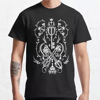 Плюс размер S-3XL Футболка с принтом Kingdom Hearts Мужские топы Модная одежда Футболки S чёрный