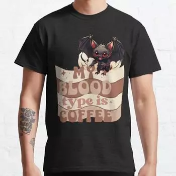 Плюс Размер S-3XL Моя Группа Крови Кофейный Принт Футболка Мужские Топы Модная Одежда Футболки S чёрный