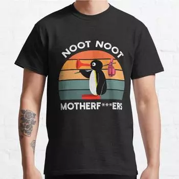 Плюс размер S-3XL Noot Noot Motherf Pingu рубашка Pingu принтованная футболка мужские топы модная одежда футболки S чёрный