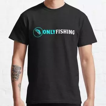 Плюс Размер S-3XL ONLY FISHING Футболка с принтом Мужские топы Модная одежда Футболки S чёрный
