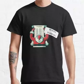 Плюс размер S-3XL Санта-Пожелания Юмор Рождество Печатная футболка Мужские топы Модная одежда Футболки S чёрный