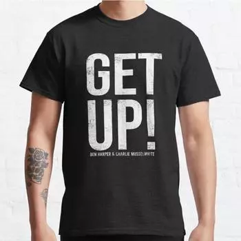 Плюс размер S-3XL Винтаж Musselwhite Get Up Printed T-shirt Мужские топы Модная одежда Футболки S чёрный