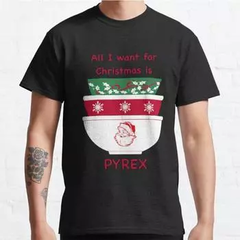 Плюс размер S-3XL Винтажная Рождественская Pyrex Классическая Футболка с Печатным Рисунком Мужские Топы Модная Одежда Футболки S чёрный