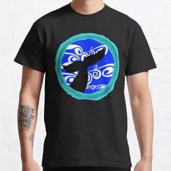 Плюс размер S-3XL WHALE DEEP принтованная футболка мужские топы модная одежда футболки S чёрный