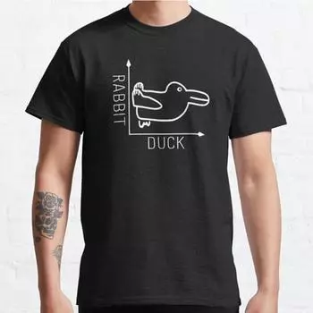 Плюс размер S-3XL Wittgenstein Rabbit Duck Illusion Printed T-shirt Mens Tops Fashion Clothing Tees S чёрный