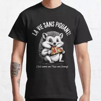 Плюс Размер S-3XL Жизнь без специй, как пицца без сыра Футболка с принтом Мужские топы Модная одежда Футболки S чёрный