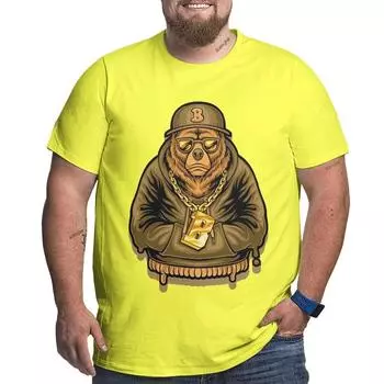 Плюс размер S-6XL для 50-135 кг, летняя хлопковая мужская футболка с рисунком медведя, спортивная одежда с короткими рукавами, топы большого размера M серый