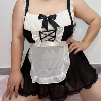 Плюс Размер Сексуальное Нижнее Белье Сексуальное Платье Горничной Косплей Платье Горничной Униформа Соблазнительный Костюм Толстый mm100kg M(80—120)