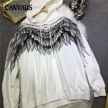 Плюс размер Толстовка National Tide Женская толстовка с капюшоном и большими крыльями L белый