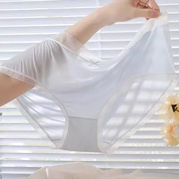 Плюс Размер Тонкие Прозрачные Трусики Средней Посадки Нижнее Белье Женщин Удобные Трусы Бесшовные Подтягивающие Трусики Женские XL