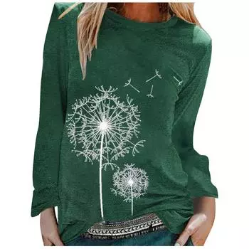 Плюс Размер Топ Модная женская повседневная принт с длинными рукавами Футболка Туника Блузка Топы Плюс Размер Женская одежда S