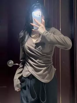 Плюс размер V-образный вырез базовый слой топ женская утягивающая внутренняя утягивающая обычная футболка свободного покроя рубашка свободного покроя M белый