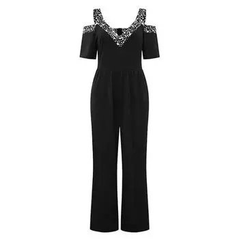 Плюс размер весна-лето женский комбинезон с широкими штанинами цельное платье с талией комбинезон с принтом