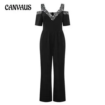 Плюс размер весна-лето женский комбинезон с широкими штанинами цельное платье с талией комбинезон с принтом