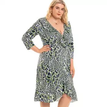 Плюс размер Xl-5xl модные тонкие платья осеннее новое европейско-американское платье женское платье с рюшами синего цвета для мамы XL синий