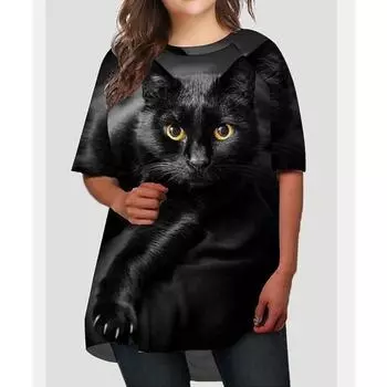 Плюс размер XL-7XL модные цветочные принтованные короткие рукава O-образный вырез топы женские 3d футболки XL синий