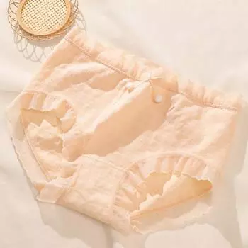 Плюс Размер Японское нижнее белье Женские бесшовные трусики Трусы средней талии Женские кружевные трусы S розовый