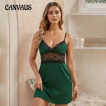 Плюс Размер Женщин Кружева Сексуальный Холтер Утягивающее Домашнее Платье Пижама S белый