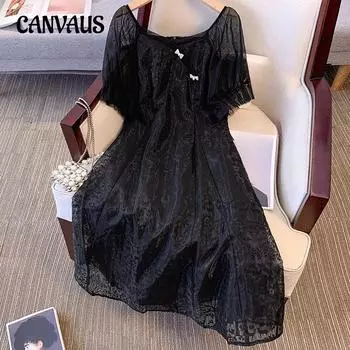 Плюс Размер Женщин Летняя Мода Новое Постное Утягивающее Платье 2XL чёрный