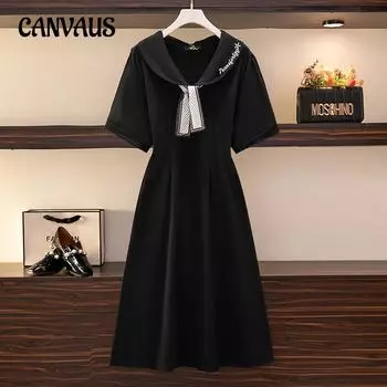 Плюс Размер Женщин Летняя Мода Новый Дизайн Утягивающего Платья 2XL чёрный