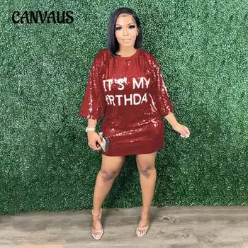 Плюс Размер Женщин Мода Круглый вырез Половина рукава Свободный Бисерный Принт Платье Для Ночного Клуба S чёрный