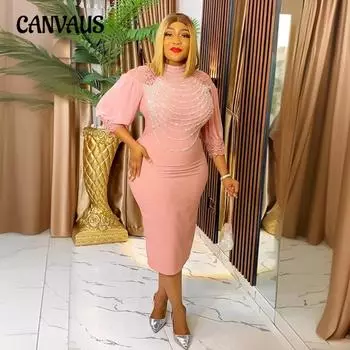 Плюс Размер Женщин Моды Commuter Макси Платье L синий