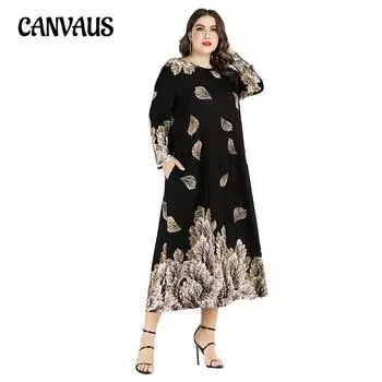 Плюс Размер Женщин Новое Модное Свободное Платье XL чёрный