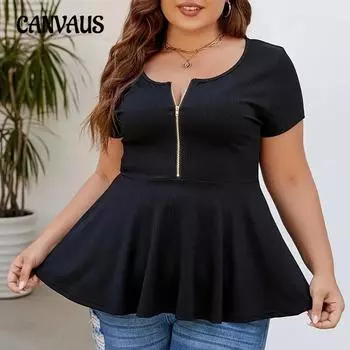 Плюс Размер Женщин Новый Модный Свободный Топ Для Похудения 0XL чёрный