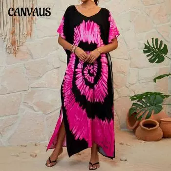 Плюс Размер Женщин Новый Печатный Пляжный Праздник Платье Бикини Накидка one size