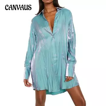 Плюс Размер Женщин Однотонный Мигающий Удобный Свободный Длинный Рубашка Платье S белый